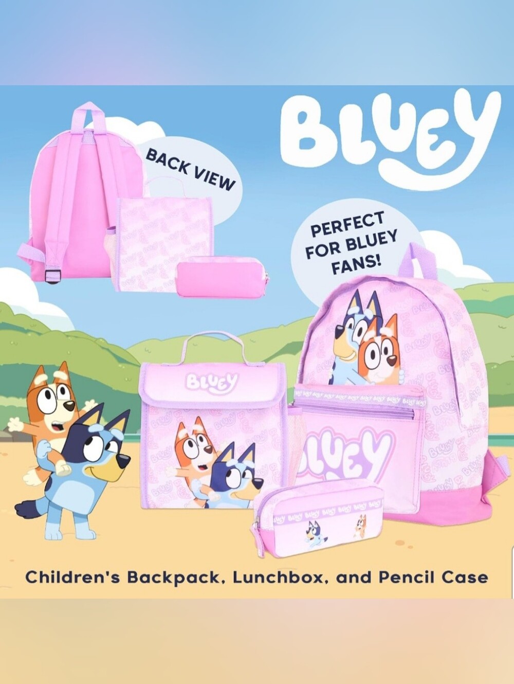 Bluey Kids Backpack Set in Pink and Purple - Picture 2 of 7